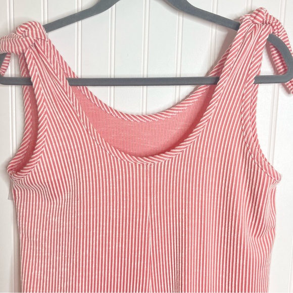 Wandering Dreams Medium Striped Shift Dress Pink & White Beach Coverup Ties Soft - Picture 5 of 9